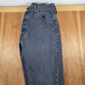 Y2K Levis 501 Original Jeans W36 L32 Light Black Button Fly Straight Leg Denim